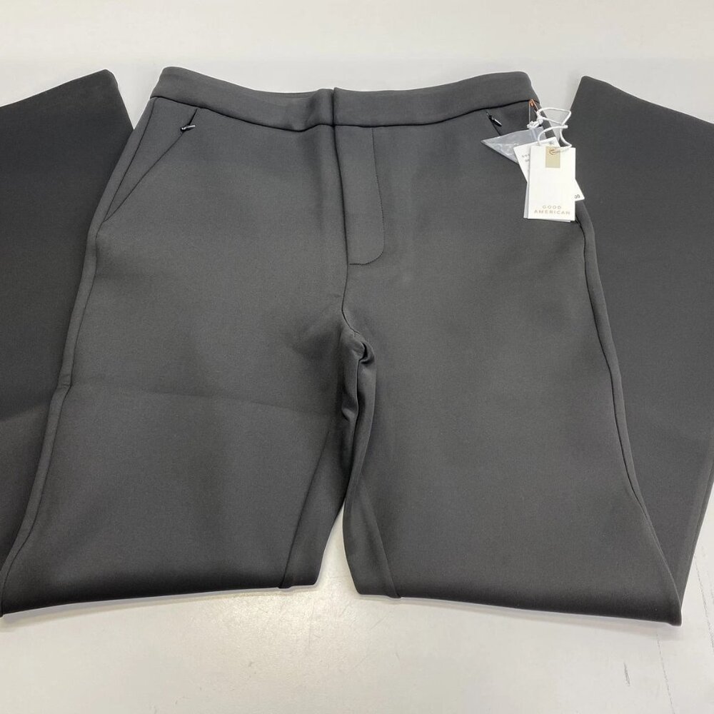NEW GOOD AMERICAN Women’s Straight Slight-Flare Dress Pants – Black – Size 10